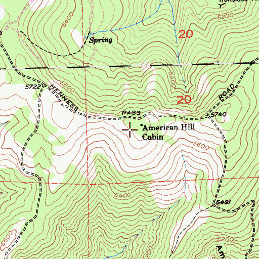 Topographic Map of American Hill Cabin, CA