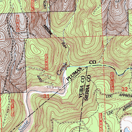Topographic Map of American House Ravine, CA