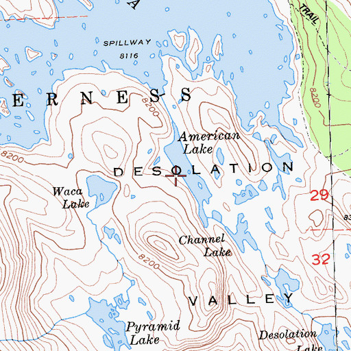 Topographic Map of American Lake, CA