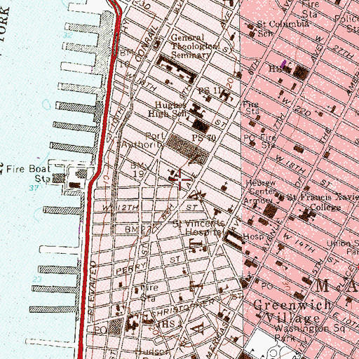 Topographic Map of Saint Bernard-Saint Xavier School (historical), NY