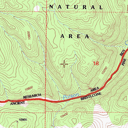 Topographic Map of Ancient Bristlecone Pine Area, CA