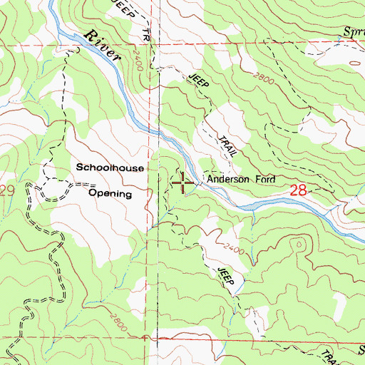 Topographic Map of Anderson Ford, CA