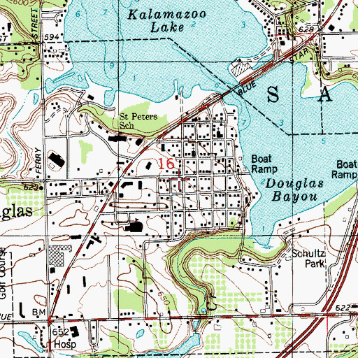 Topographic Map of Douglas Historical Marker, MI