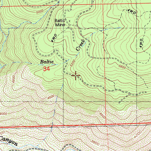 Topographic Map of Anderson Mine, CA