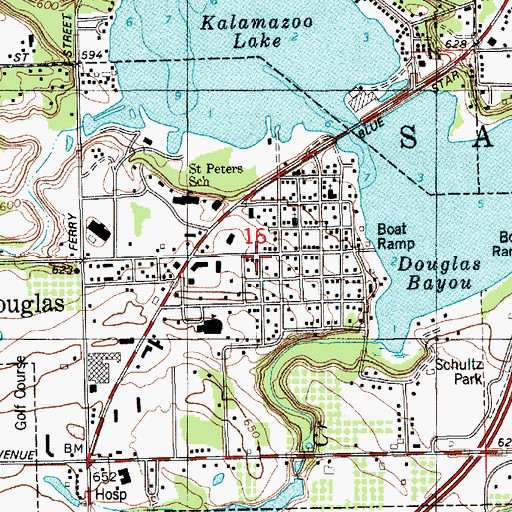 Topographic Map of Douglas Union School Historical Marker, MI