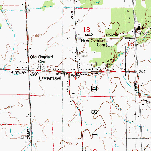 Topographic Map of Overisel Historical Marker, MI