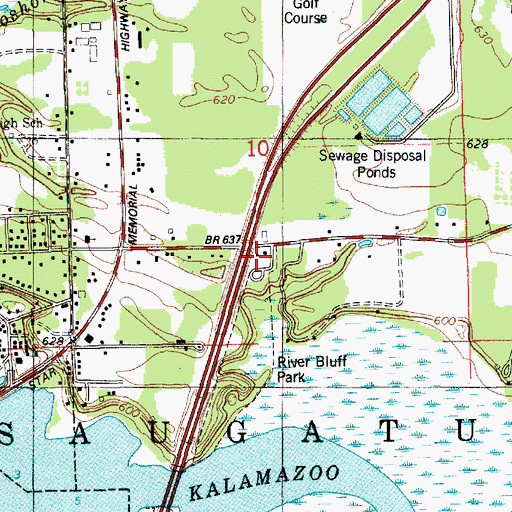 Topographic Map of Allegan Road Historical Marker, MI