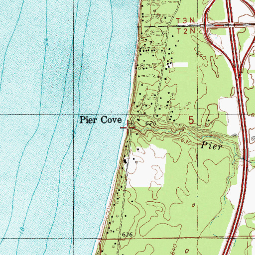 Topographic Map of Pier Cove Historical Marker, MI
