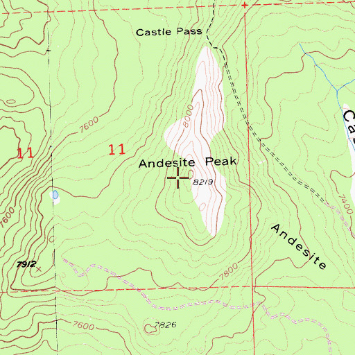 Topographic Map of Andesite Ridge, CA