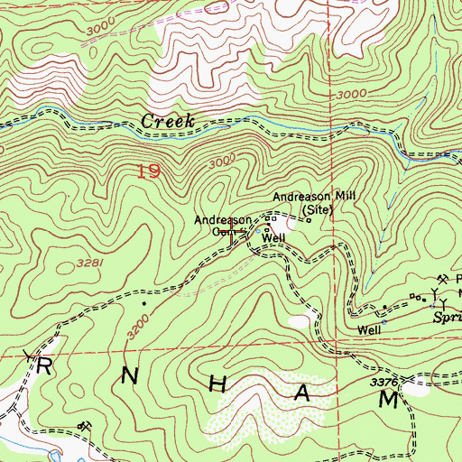 Topographic Map of Andreason Cemetery, CA