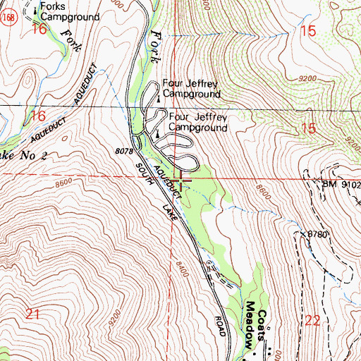 Topographic Map of Andrews Camp, CA