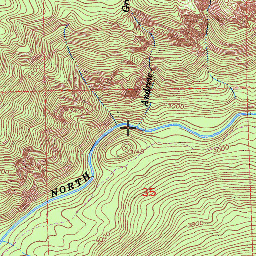 Topographic Map of Andrew Gray Creek, CA