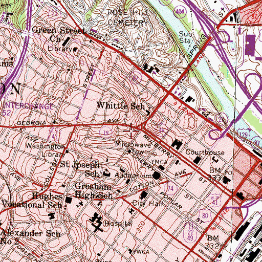 Topographic Map of Hay House, GA