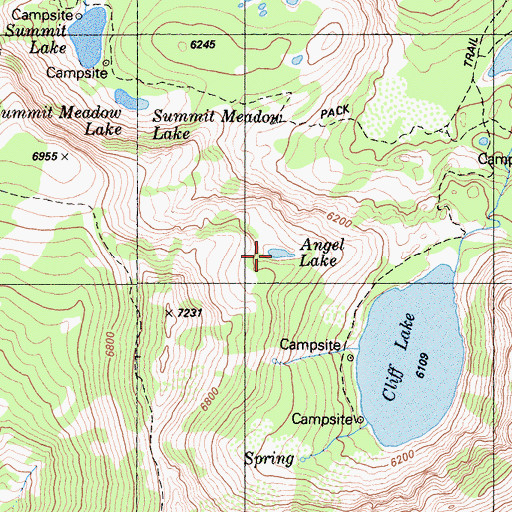 Topographic Map of Angel Lake, CA