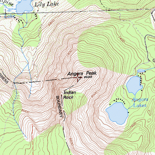 Topographic Map of Angora Peak, CA