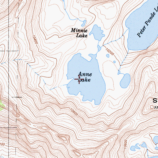 Topographic Map of Anne Lake, CA