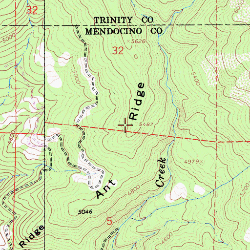 Topographic Map of Ant Ridge, CA