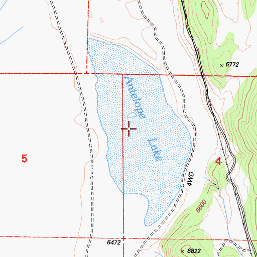 Topographic Map of Antelope Lake, CA