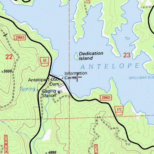 Topographic Map of Antelope Lake, CA