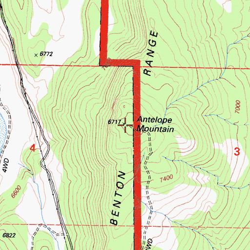 Topographic Map of Antelope Mountain, CA