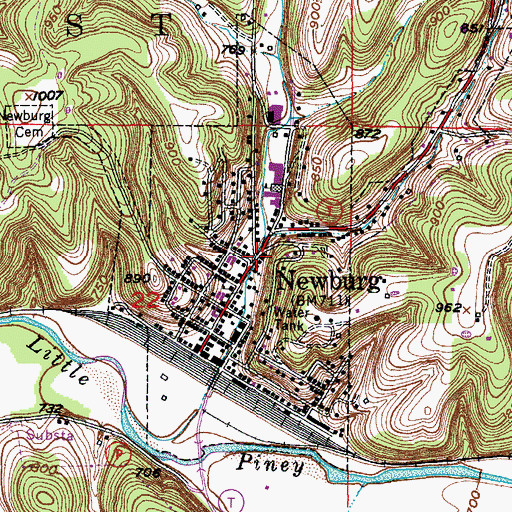 Topographic Map of Baptist Church of Newburg, MO