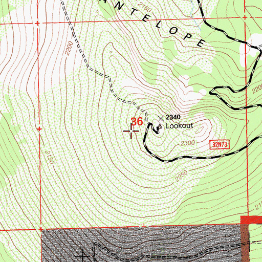 Topographic Map of Antelope Mountain, CA
