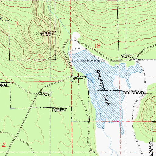 Topographic Map of Antelope Sink, CA