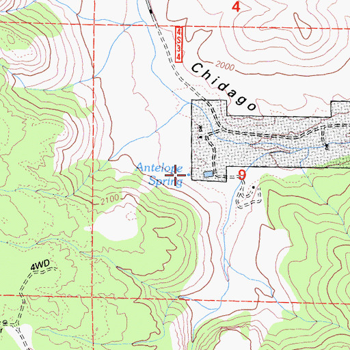 Topographic Map of Antelope Spring, CA