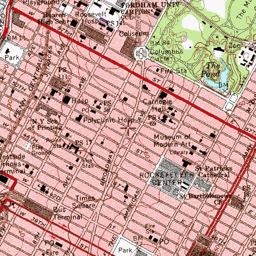 Topographic Map of American Business Institute Manhattan, NY