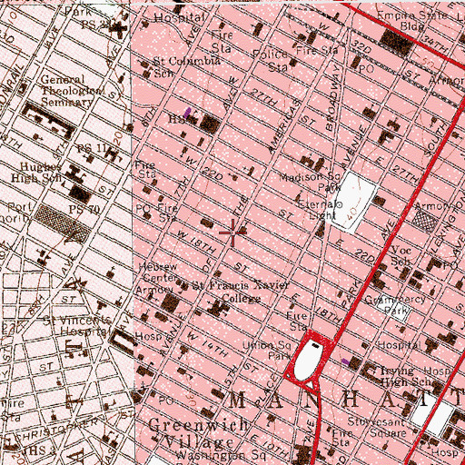 Topographic Map of Apex Technical School, NY