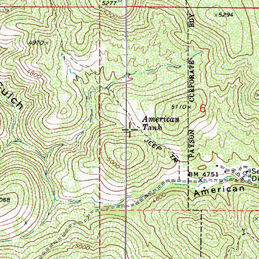 Topographic Map of American Tank, AZ