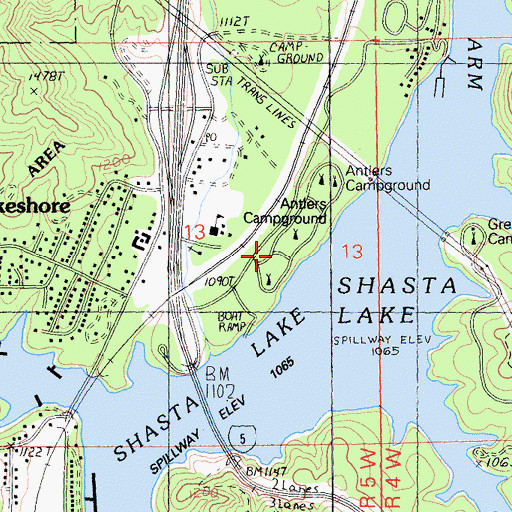 Topographic Map of Antlers Campground, CA