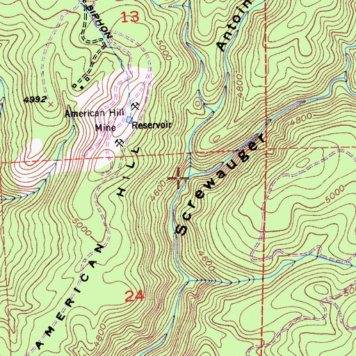 Topographic Map of Antoine Canyon, CA