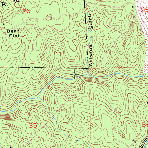 Topographic Map of Antwine Gulch, CA