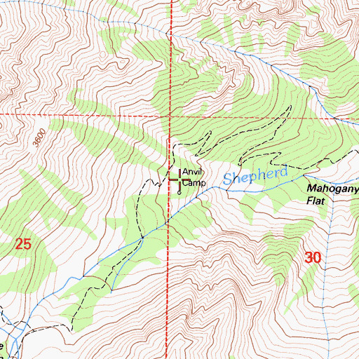 Topographic Map of Anvil Camp, CA
