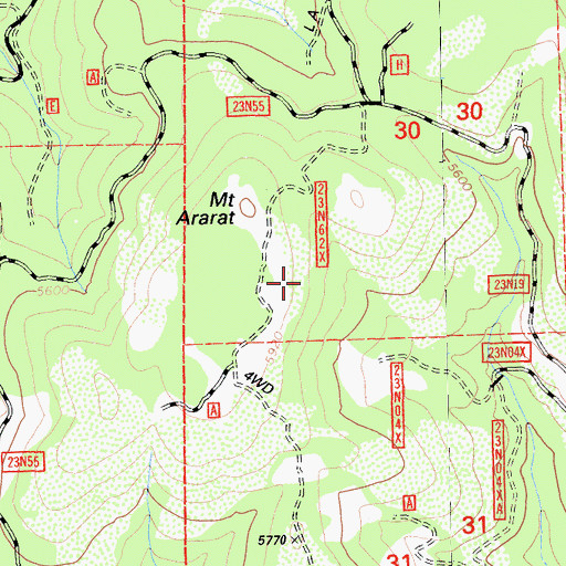 Topographic Map of Mount Ararat, CA