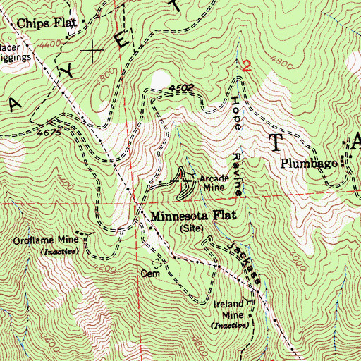 Topographic Map of Arcade Mine, CA