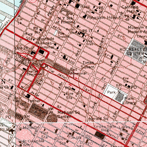 Topographic Map of New York Business School (historical), NY