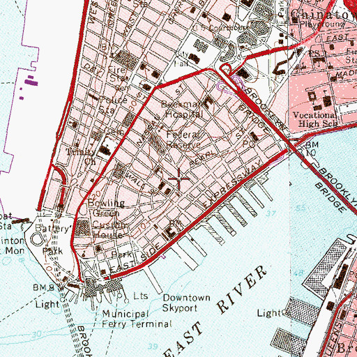 Topographic Map of New York Institute of Finance, NY