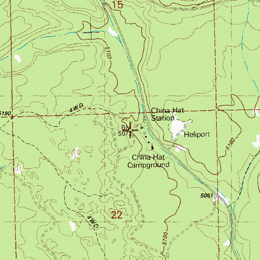 Topographic Map of China Hat Guard Station, OR