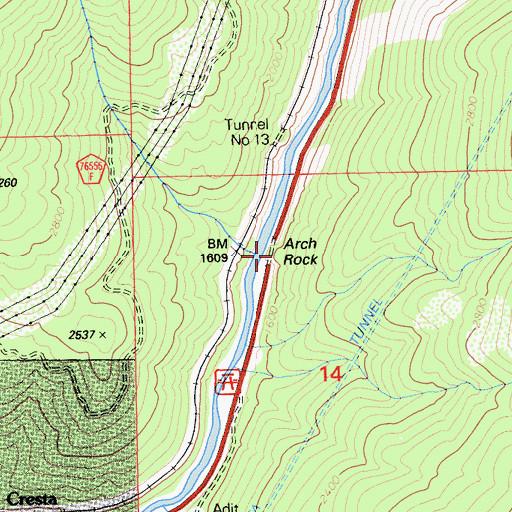 Topographic Map of Arch Rock, CA