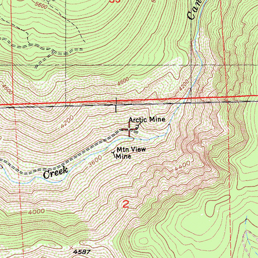 Topographic Map of Arctic Mine, CA