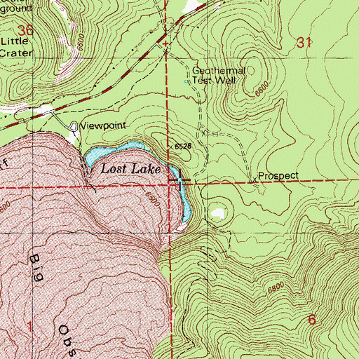Topographic Map of Big Obsidian Flow Trailhead, OR
