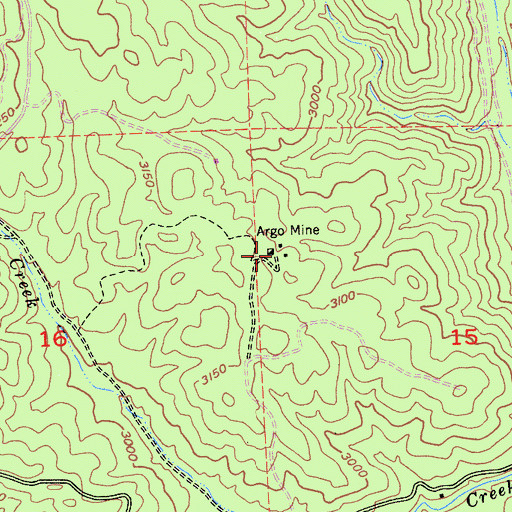 Topographic Map of Argo Mine, CA