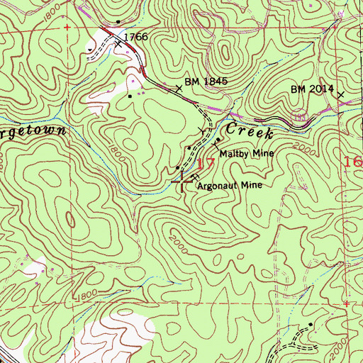 Topographic Map of Argonaut Mine, CA