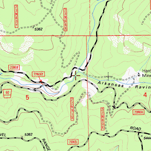 Topographic Map of Arkansas Ravine, CA