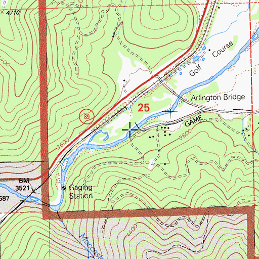 Topographic Map of Arlington Bridge, CA