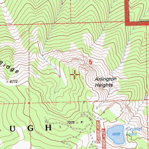 Topographic Map of Arlington Heights, CA