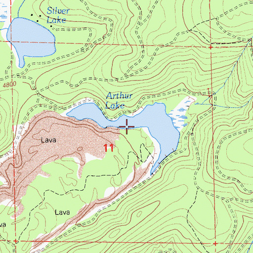 Topographic Map of Arthur Lake, CA
