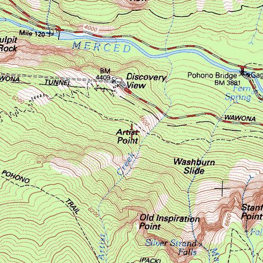 Topographic Map of Artist Point, CA